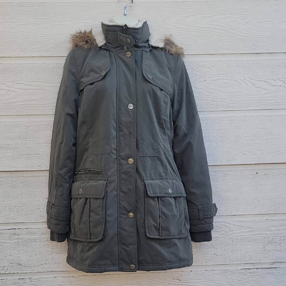 DKNY Women's Green Coat Size M